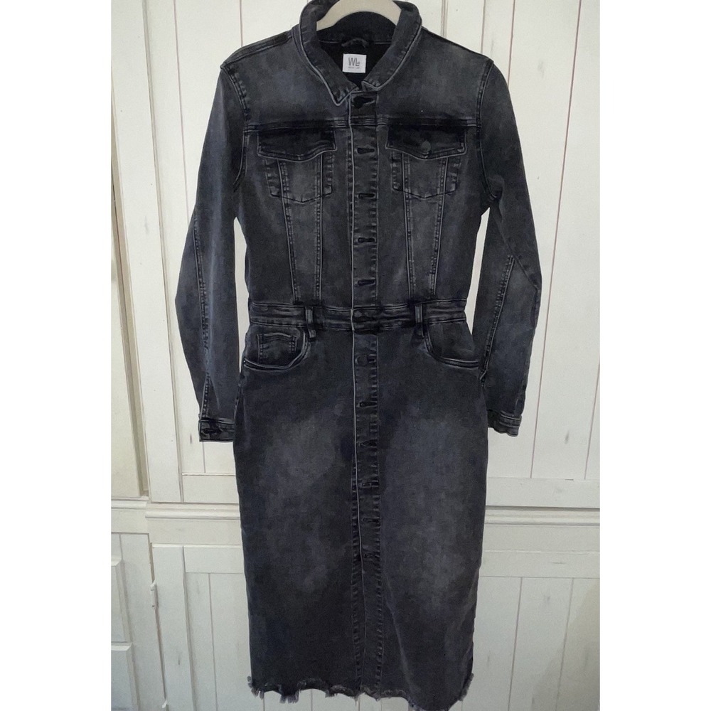 Wash Lab One Piece Dyed Black Denim Long Dress Size Small 90's Street Casual